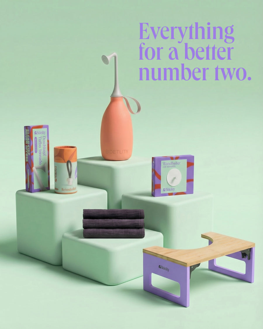 Bidetlity All In Set – butt shower, toilet stool, butt towels and accessories