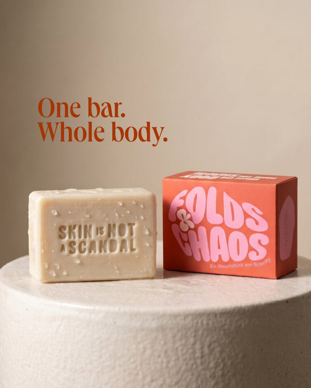 Folds & Chaos cleansing bar with packaging – one bar for the whole body
