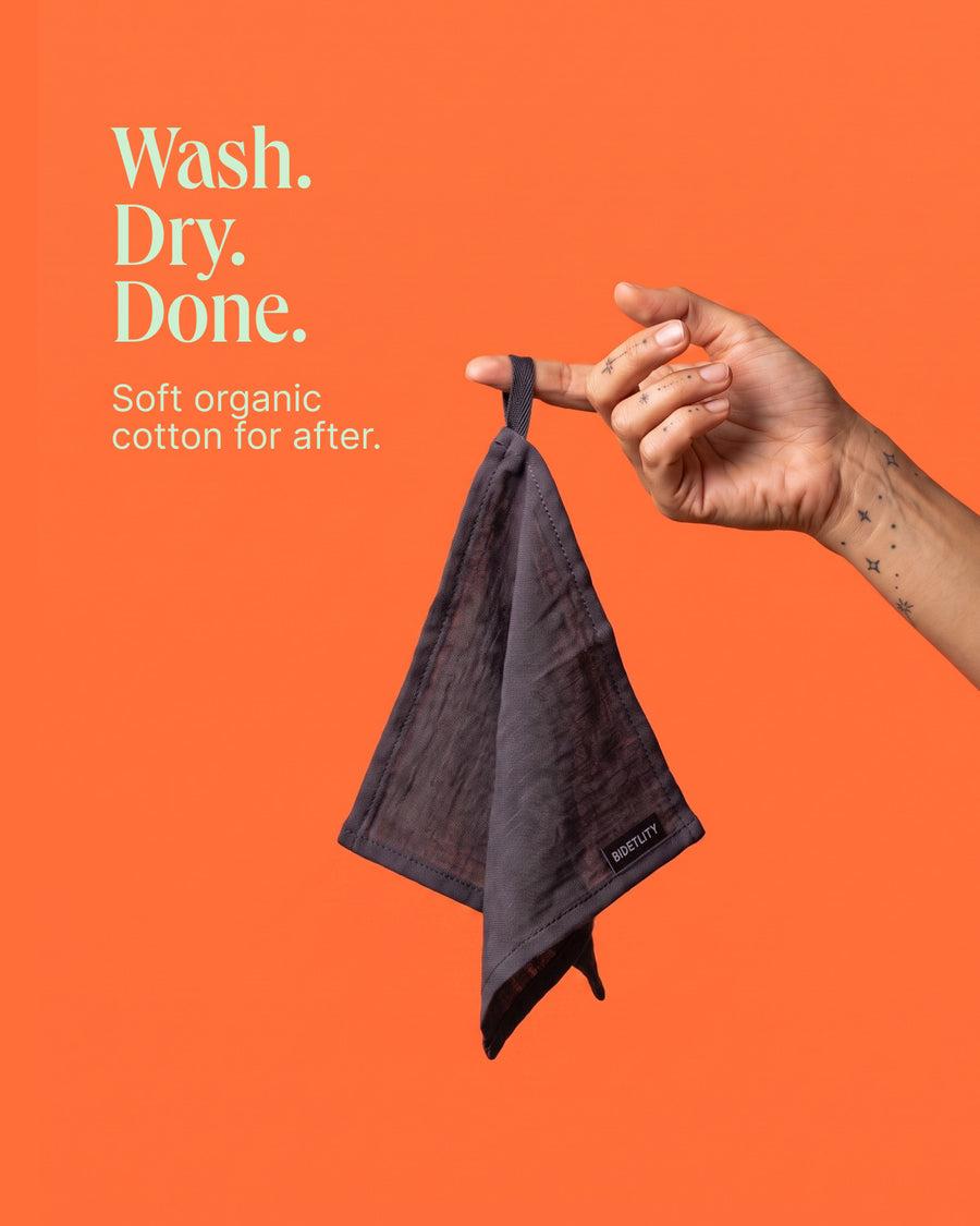 Bidetlity organic cotton butt towel for drying off