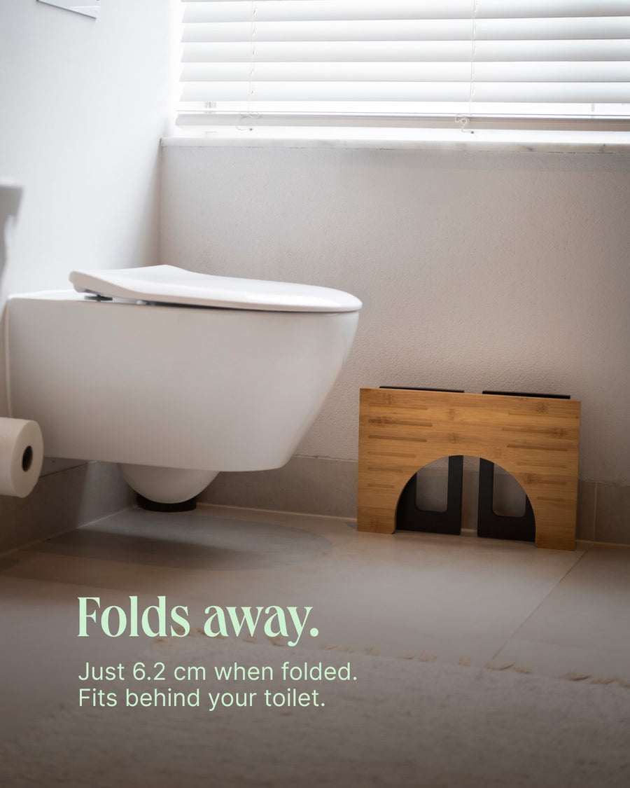 Bidetlity toilet stool folded behind the toilet