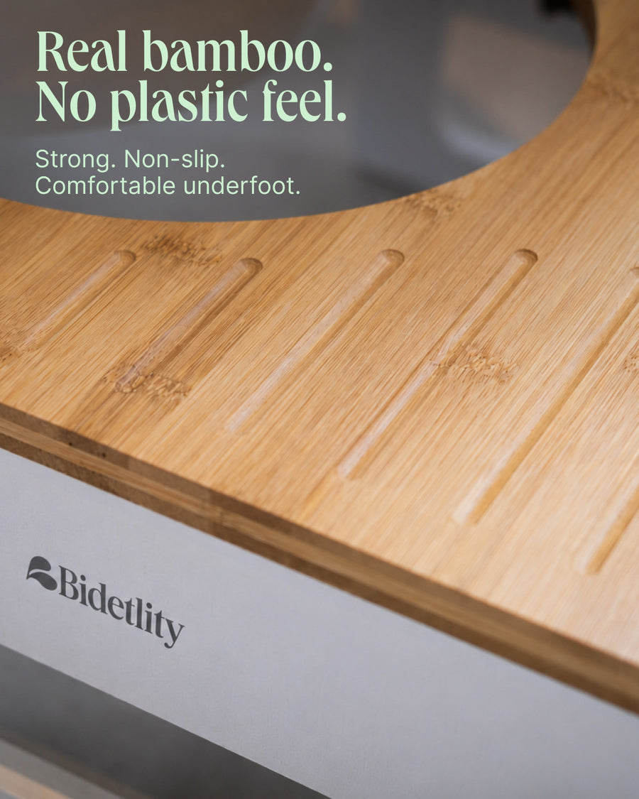 Bidetlity toilet stool in real bamboo – sturdy and non-slip