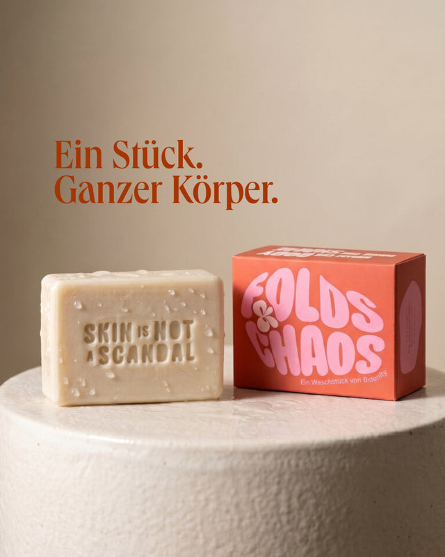 Folds & Chaos Waschstück mit Verpackung – ein Stück für den ganzen Körper