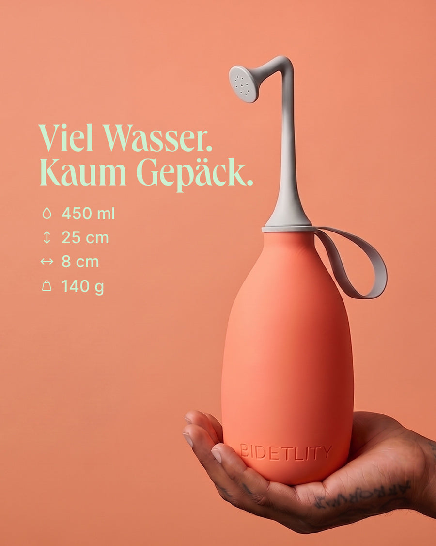 Bidetlity Po-Dusche in der Hand – 450 ml Fassungsvermögen, nur 140 g