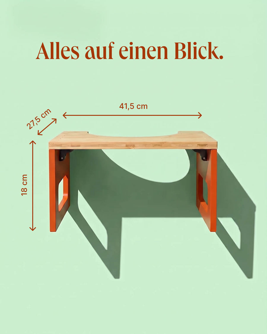 Toilettenhocker – Maße und Abmessungen (41,5 × 27,5 × 18 cm)