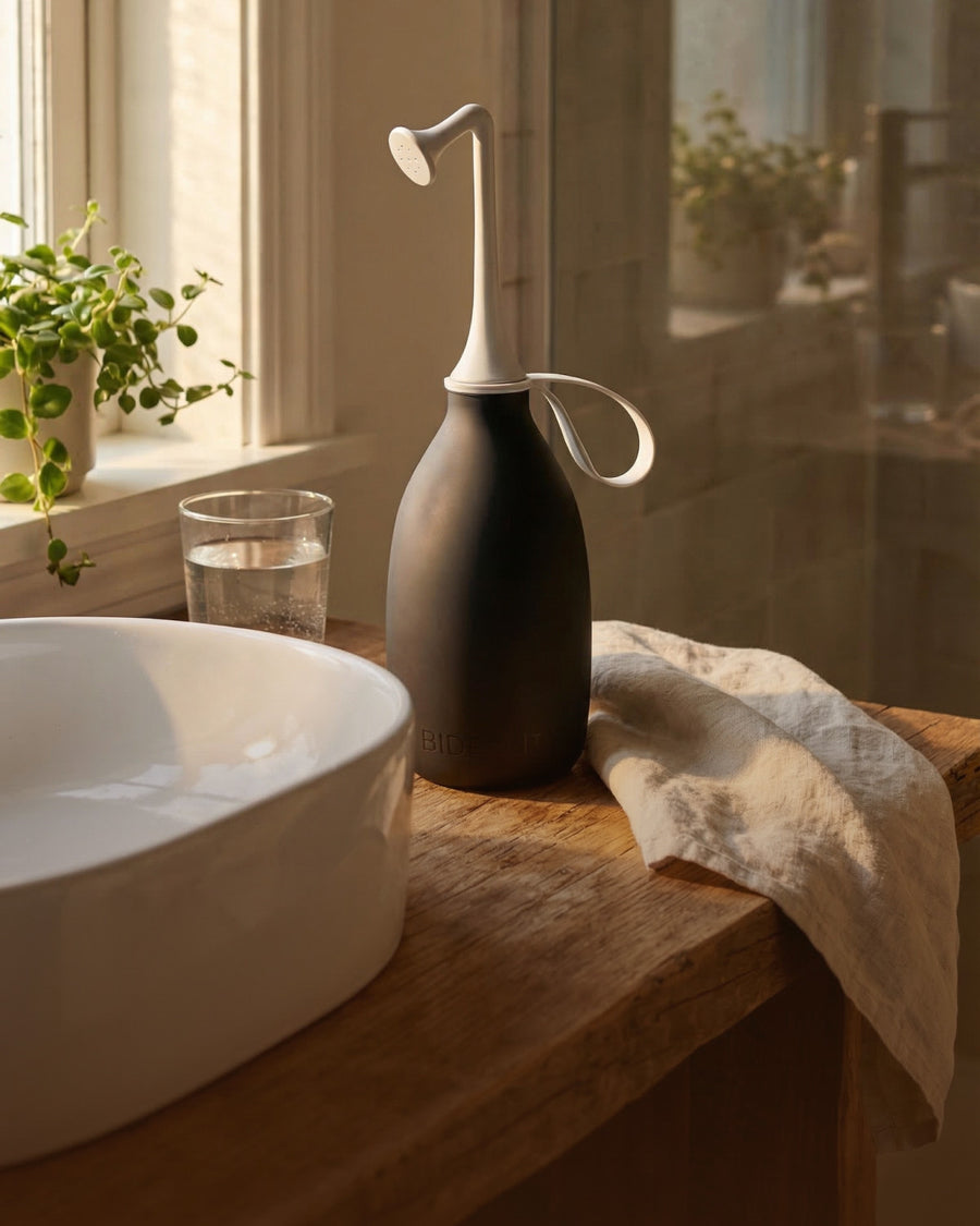 Bidetlity Po-Dusche im Badezimmer neben dem Waschbecken